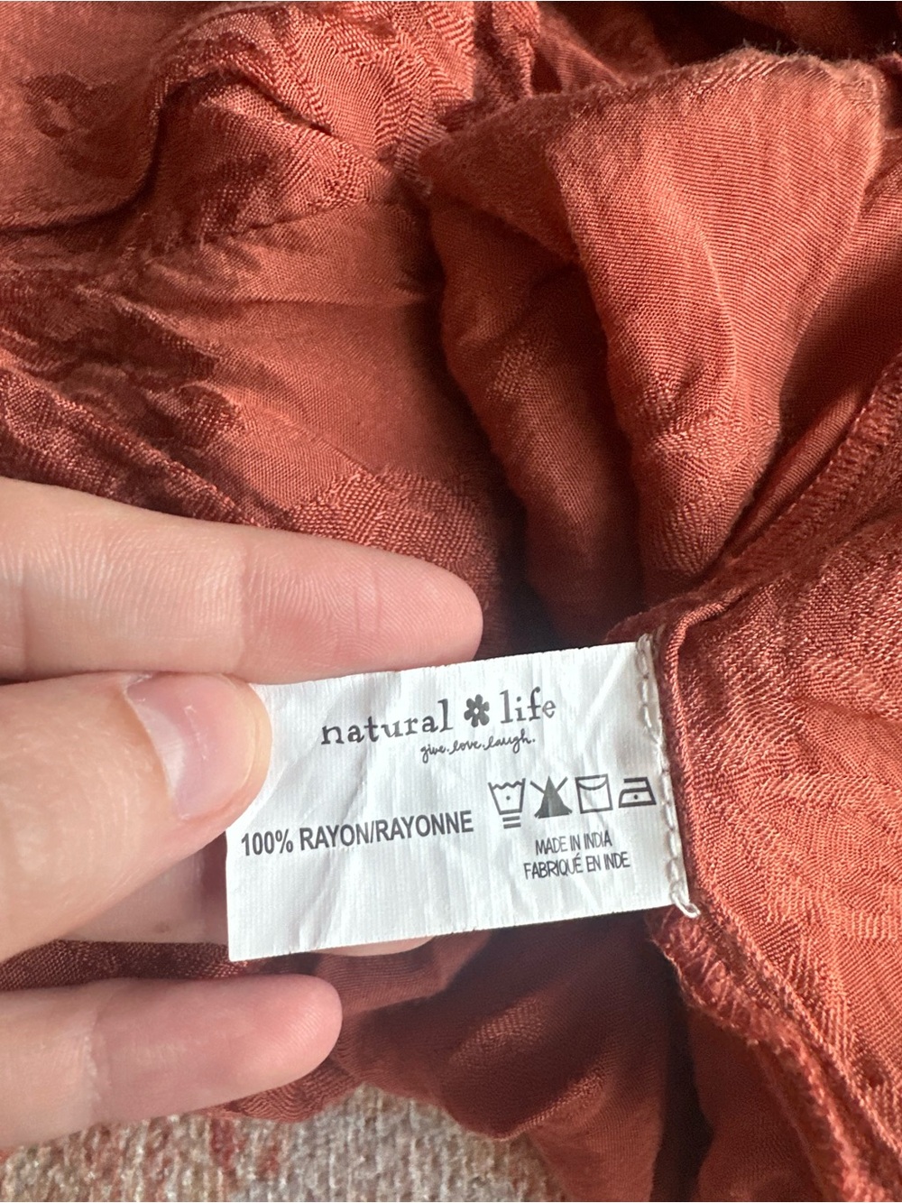 Natural life boho flowy indie rust color fall oversized tunic dress beaded XL - Picture 6 of 7